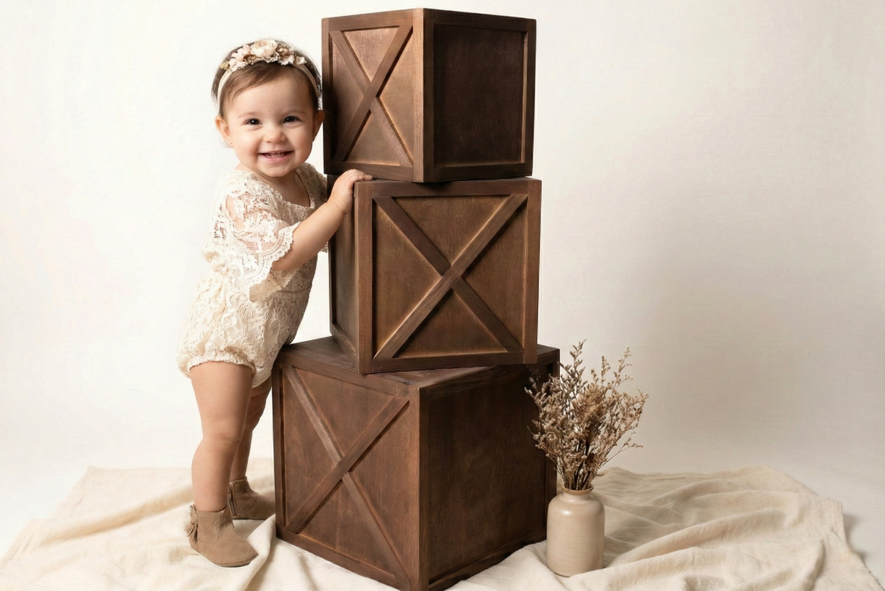 Cake Smash Boxes - Brown – Newborn Studio Props