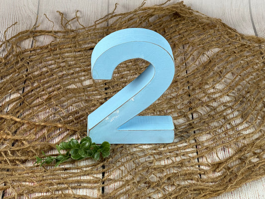 Wooden Two - Number - Blue (AS IS ITEM #3)
