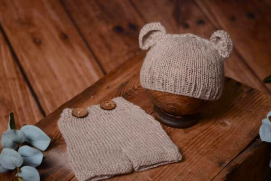 SET Mohair Bear Hat and Pants - Silver
