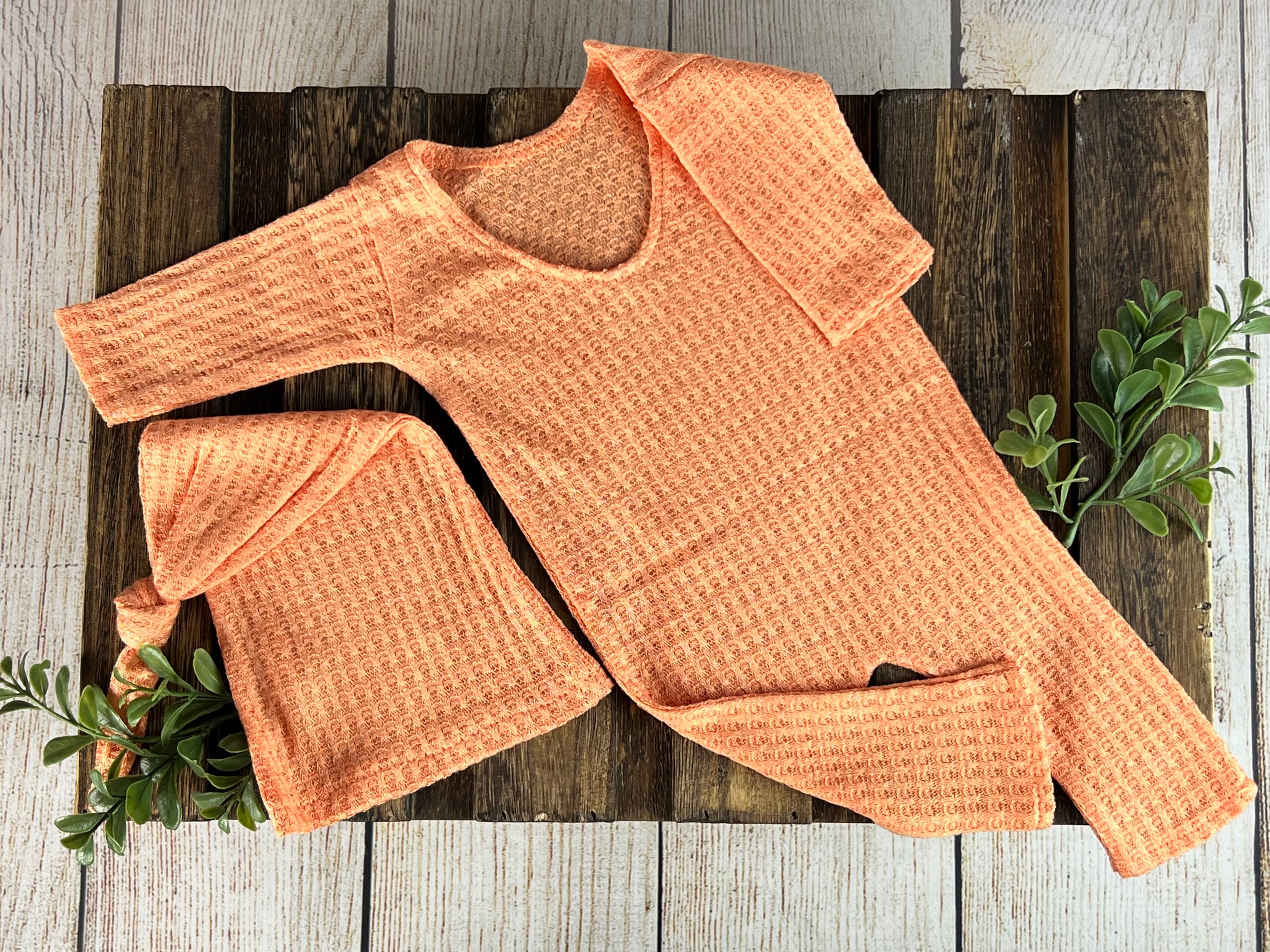 Open Foot Pajamas - Perforated - Tangarine