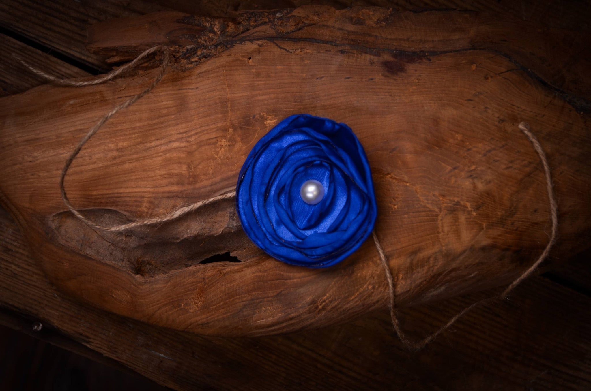 Satin Flower Headband - Dark Blue-Newborn Photography Props