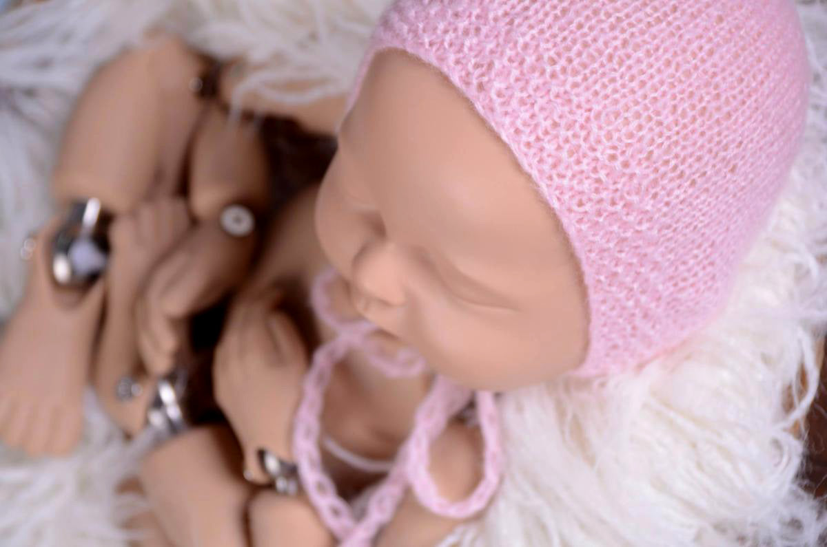 Mohair Bonnet - Smooth - Pink-Newborn Photography Props