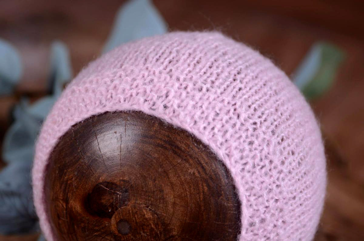 Mohair Bonnet - Smooth - Pink-Newborn Photography Props
