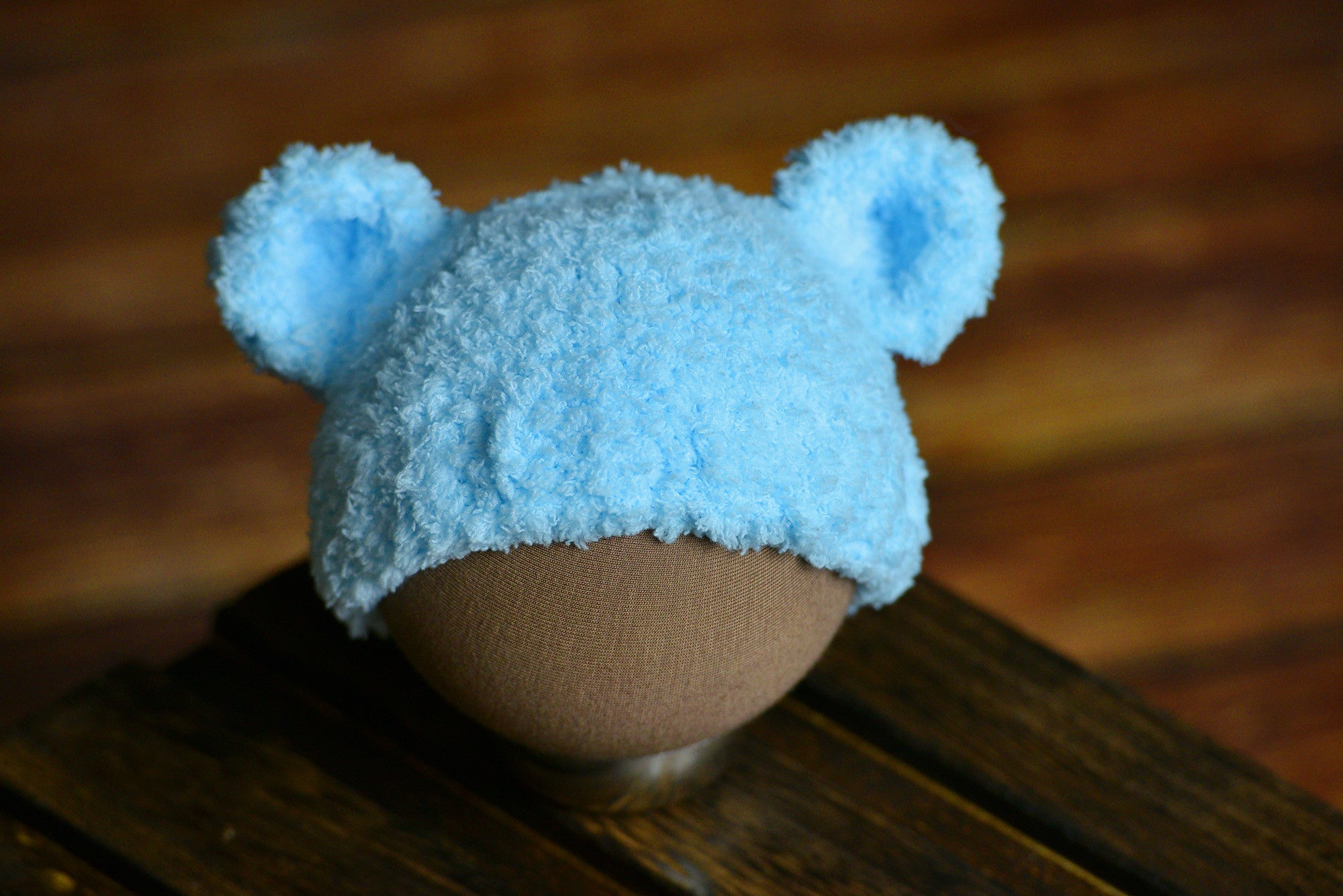 Teddy Bear Hat Light Blue – Newborn Studio Props