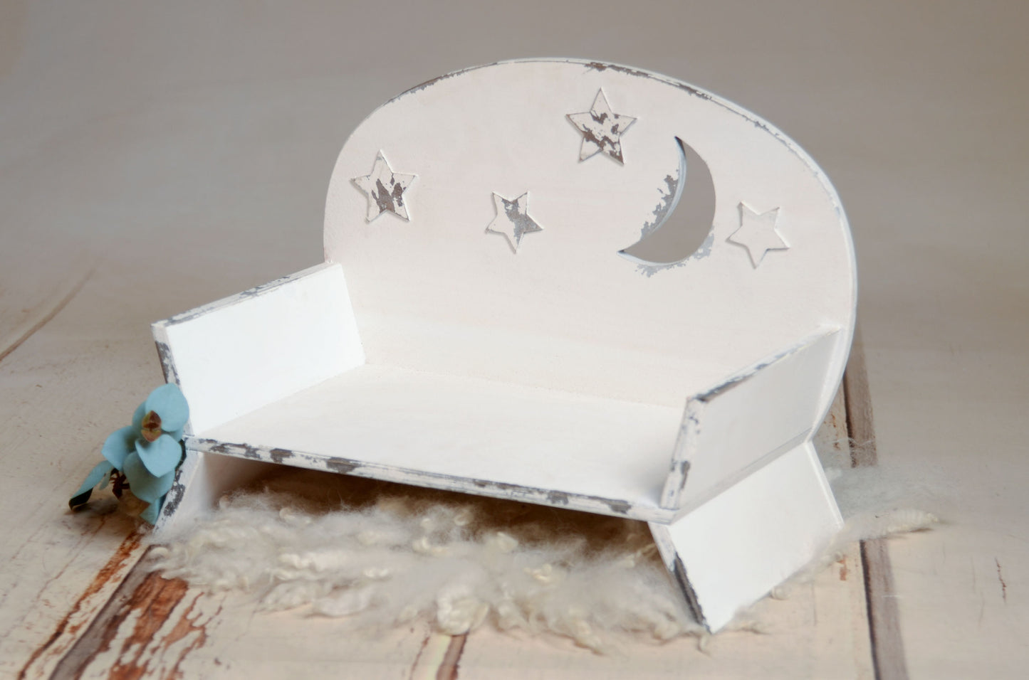 Bench Seat - Moon and Stars - White