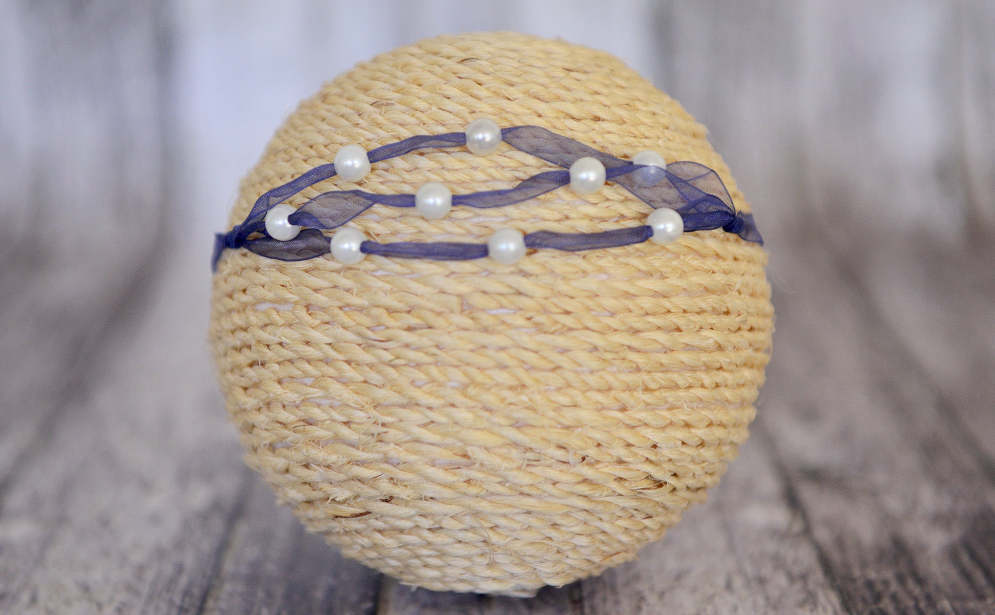 Beaded Ribbon Headband -Blue