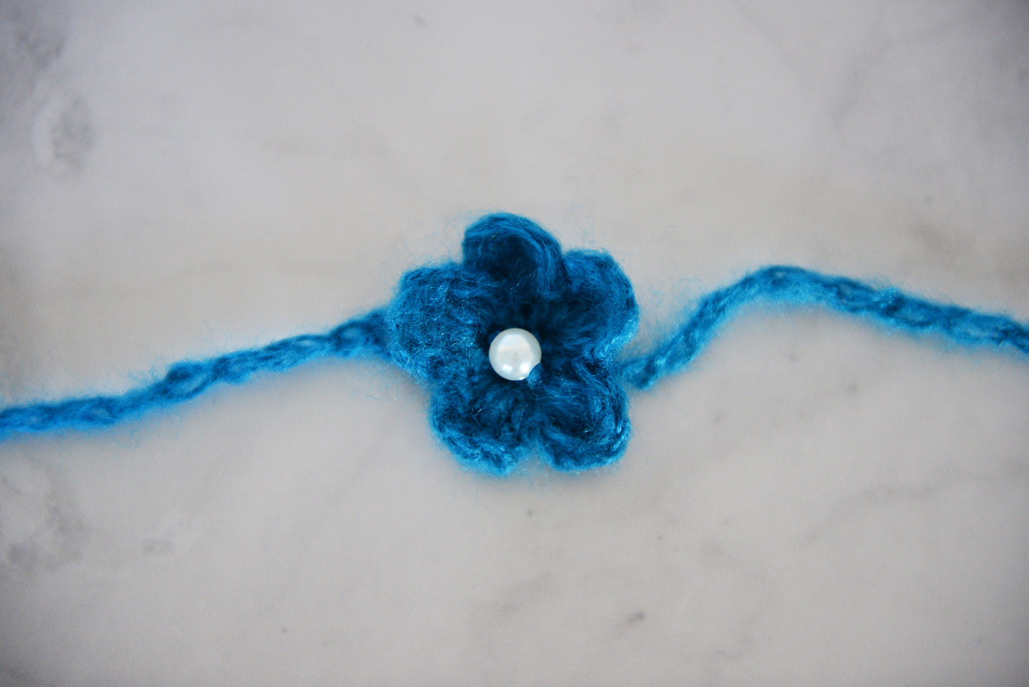 Mohair Flower Headband - Chatams Blue