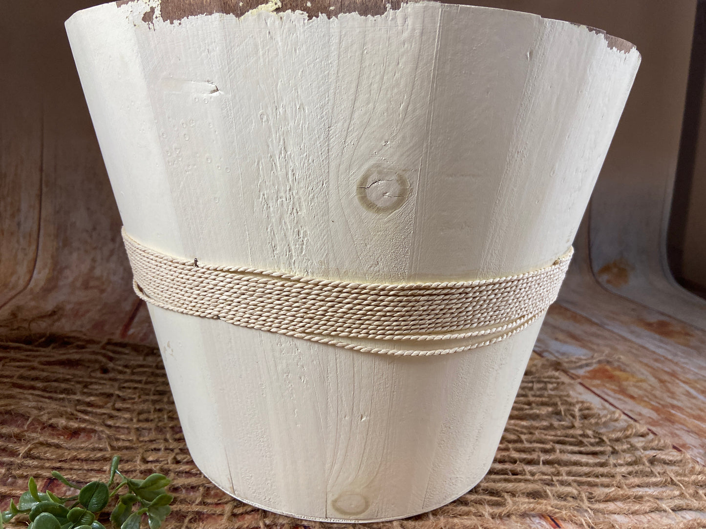 Rustic Bucket - 12in - Cream (AS IS ITEM #5)