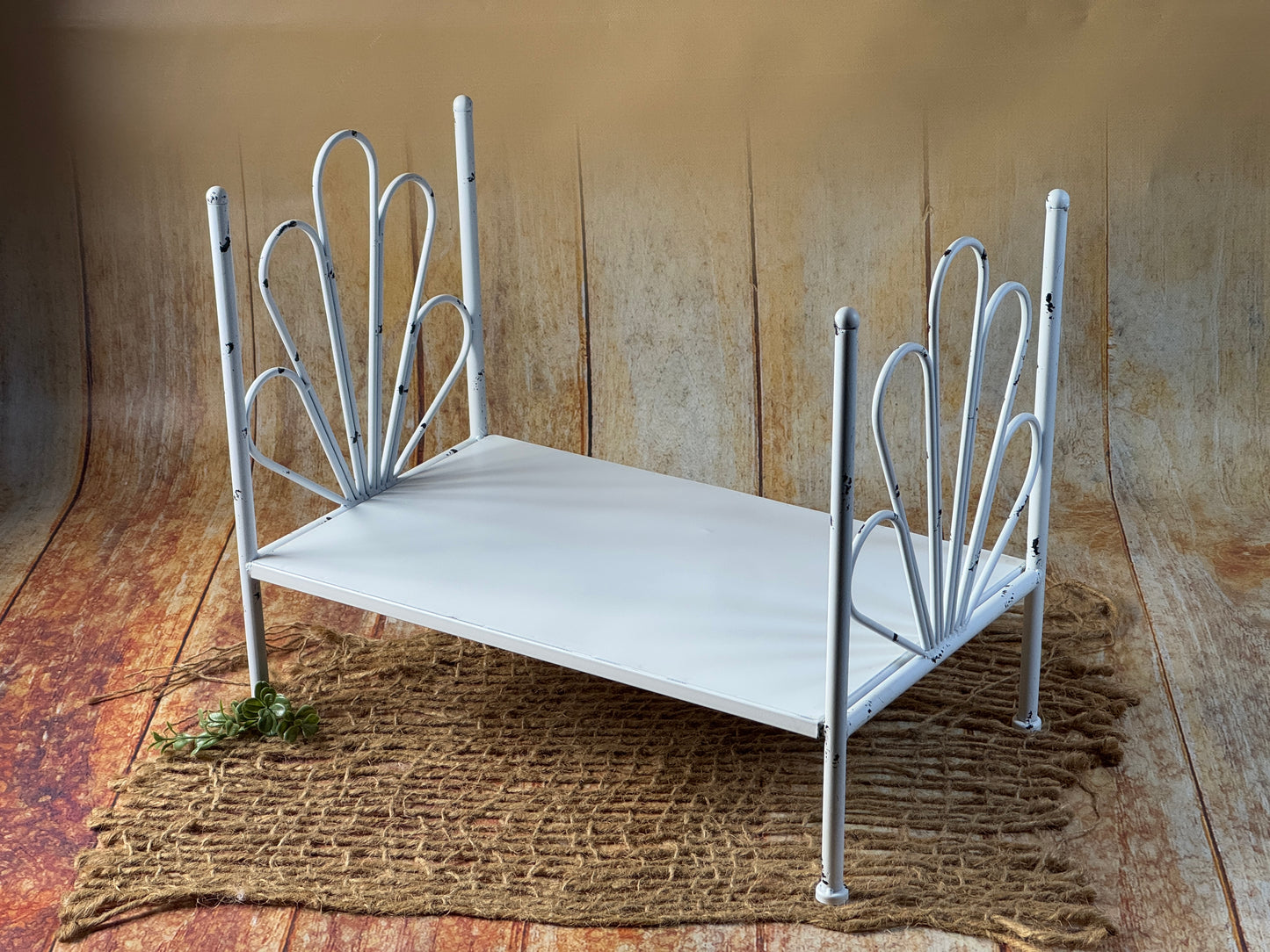 Vintage Bed - White Flower Style Headboard - Solid Base (AS IS ITEM #3)