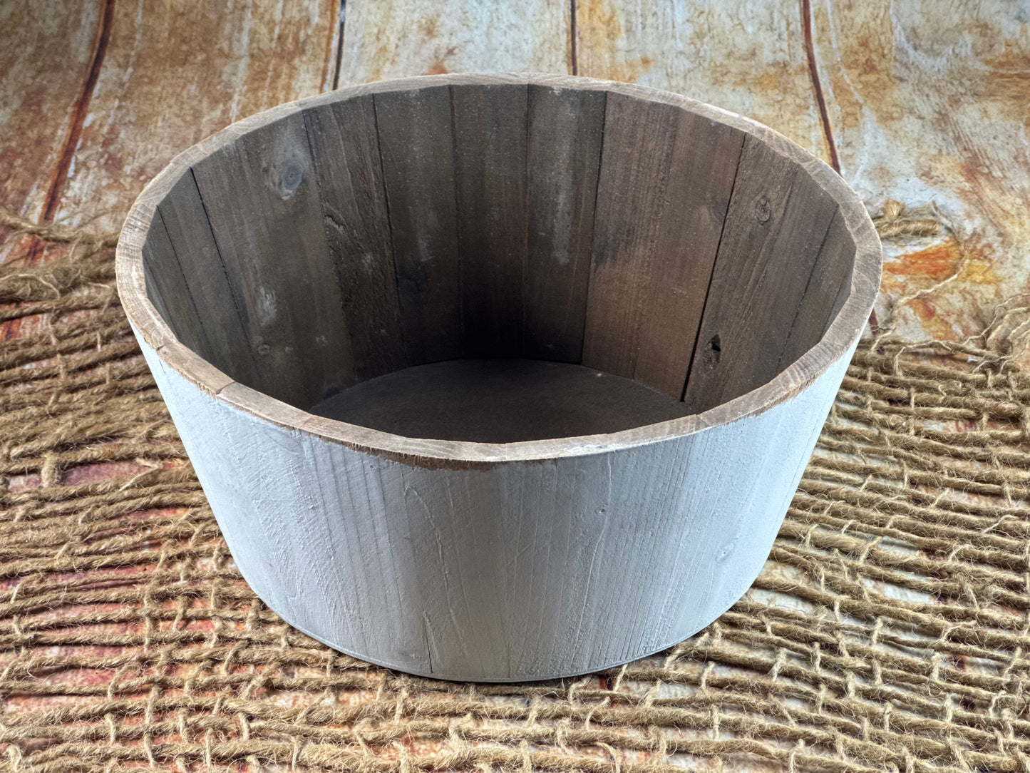 Rustic Bucket - 14in - Light Gray (As-Is Item 03)