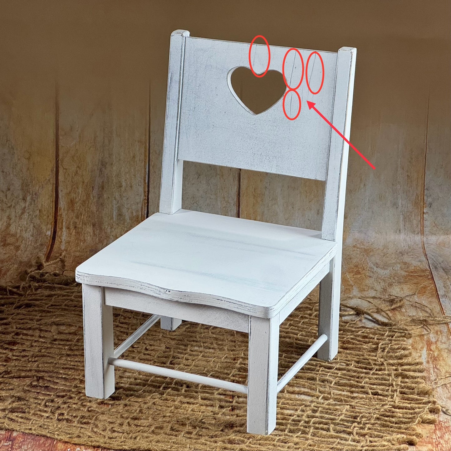 Small Wooden Harlow Chair - Heart Center (AS IS ITEM #02)