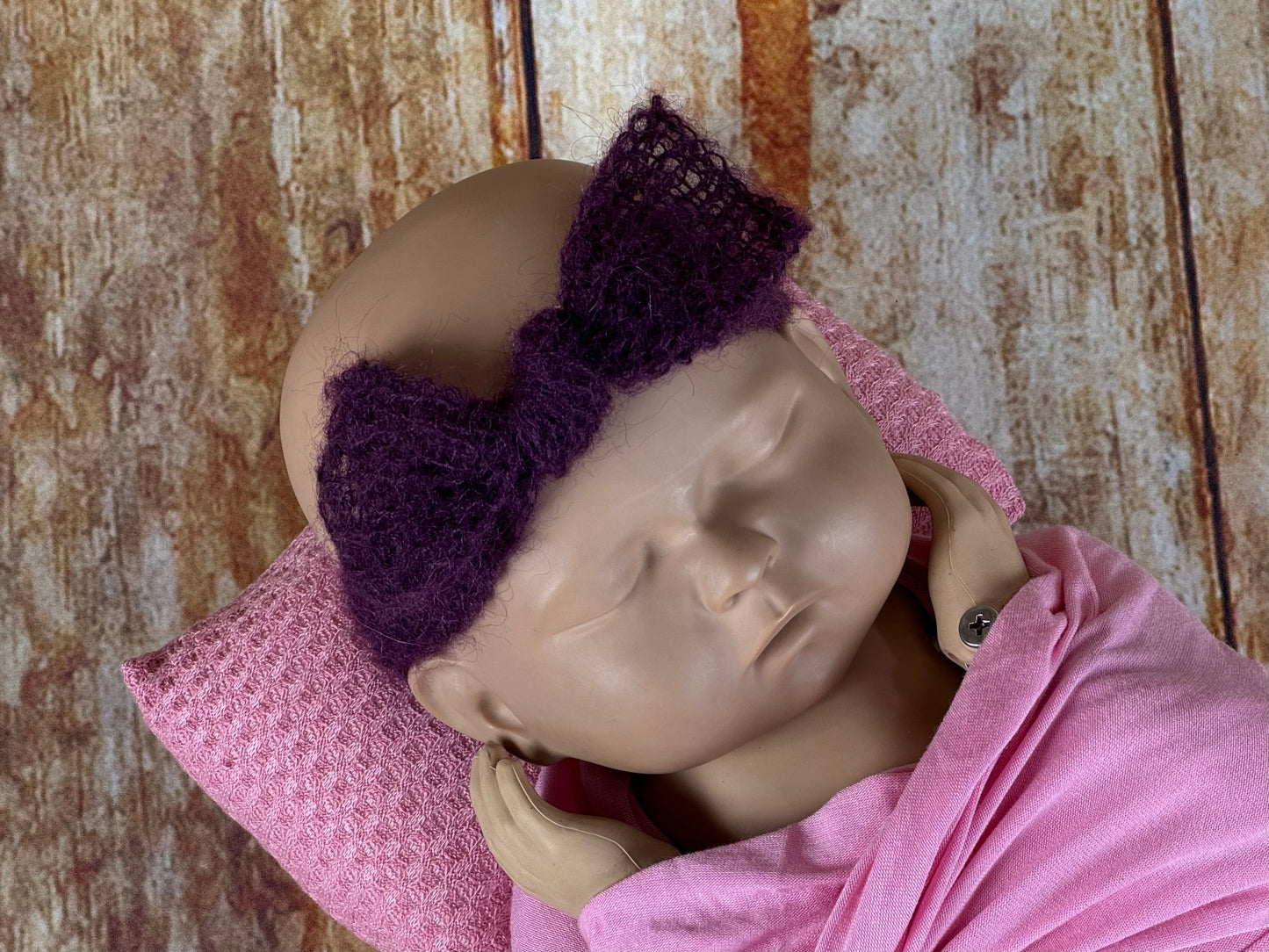 Mohair Bow Headband - Purple