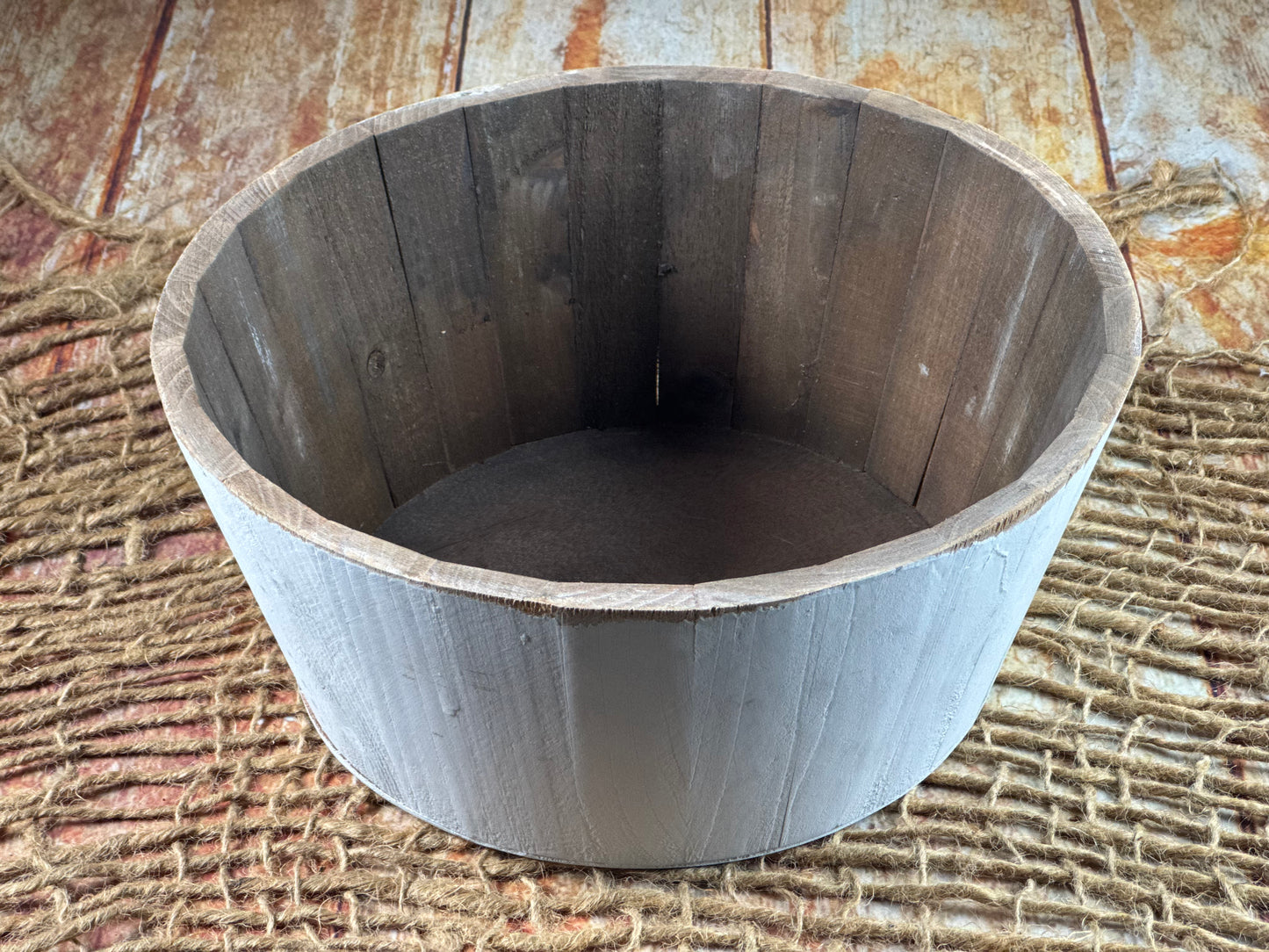 Rustic Bucket - 14in - Light Gray (As-Is Item 03)