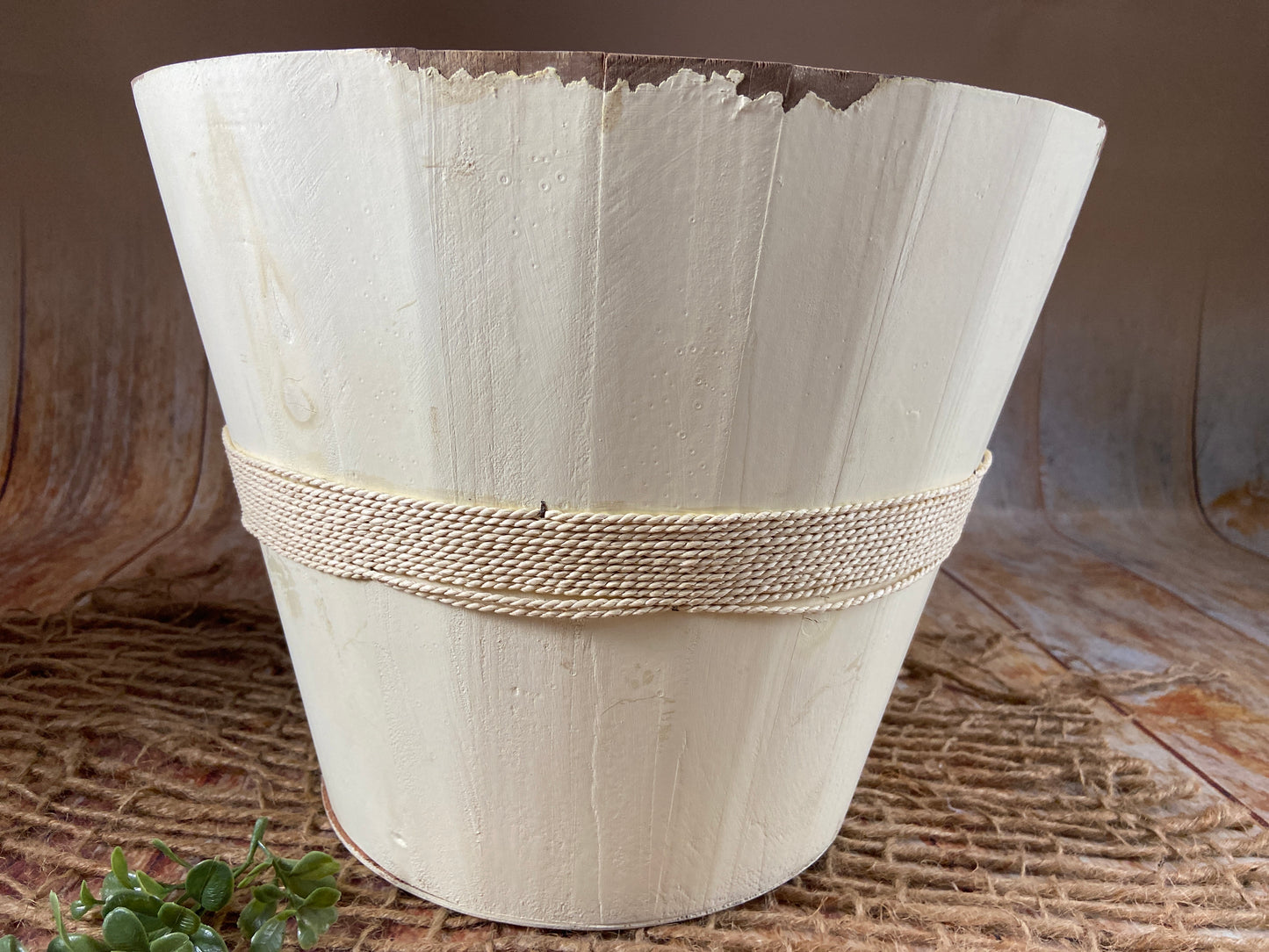 Rustic Bucket - 12in - Cream (AS IS ITEM #5)