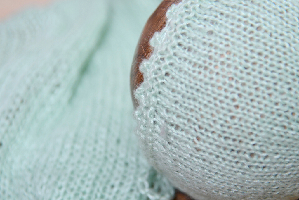 SET Mohair Knit Baby Wrap, Bonnet and Sleeping Hat - Sage