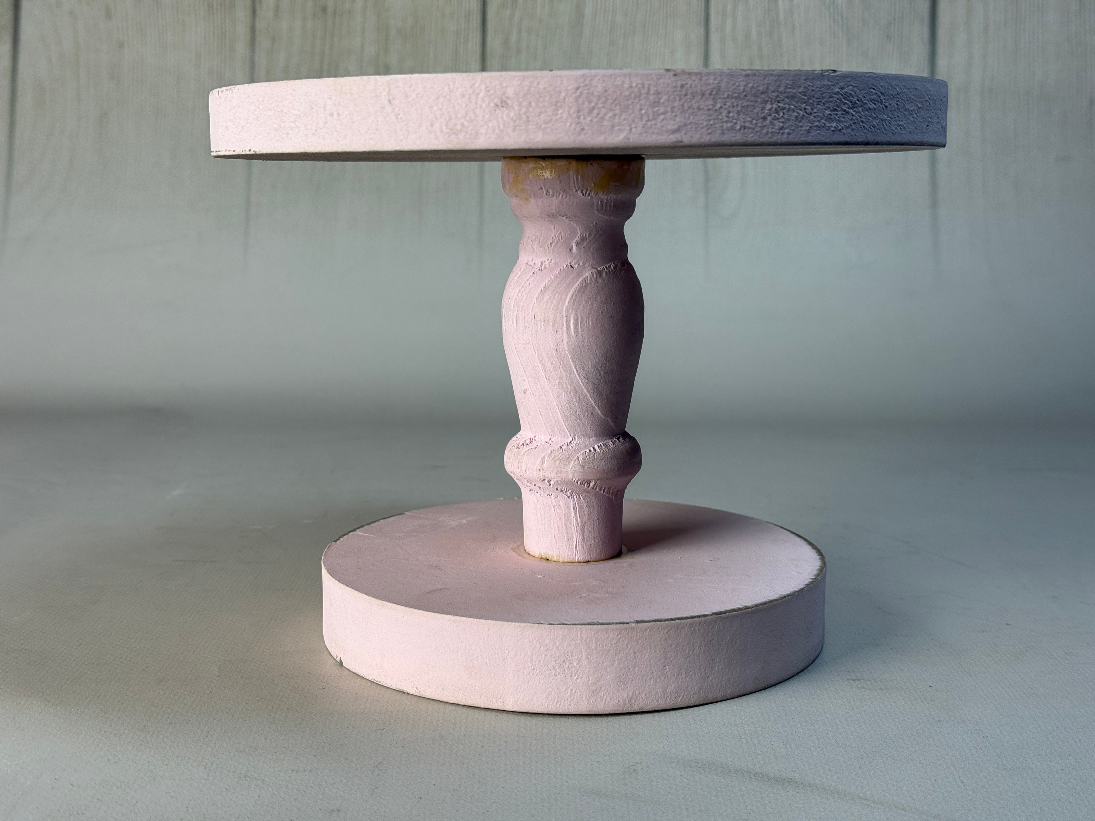 Rustic Cake Stand - 7in Tall - Pink (AS IS ITEM #01)