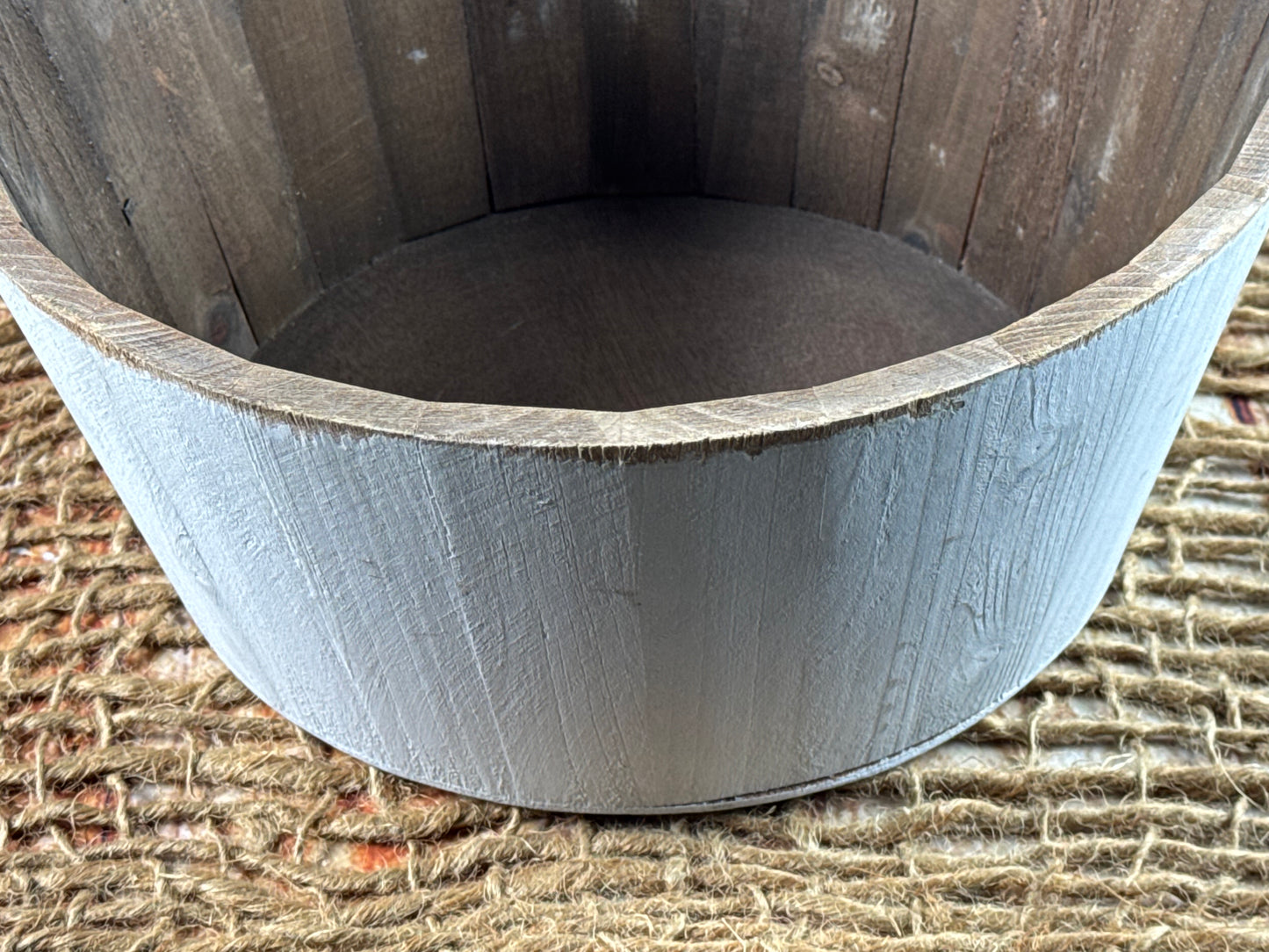 Rustic Bucket - 14in - Light Gray (As-Is Item 03)