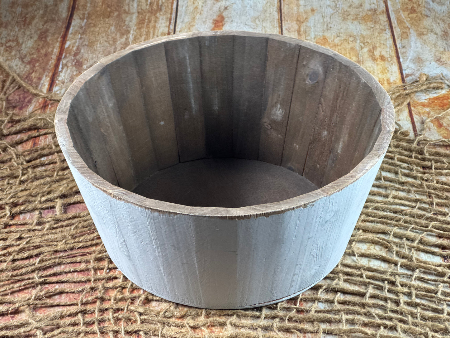 Rustic Bucket - 14in - Light Gray (As-Is Item 03)