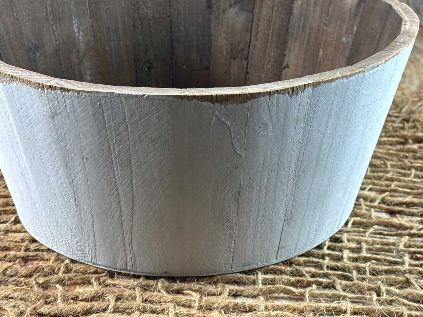 Rustic Bucket - 14in - Light Gray (As-Is Item 03)