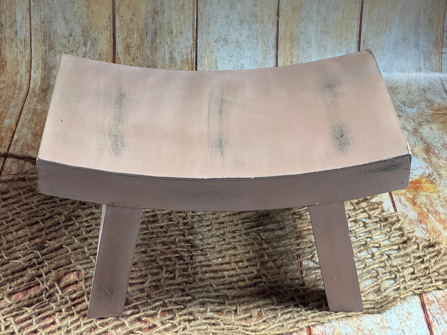 Curved Vintage Bench - Model 2 -Light Brown  (AS IS ITEM #3