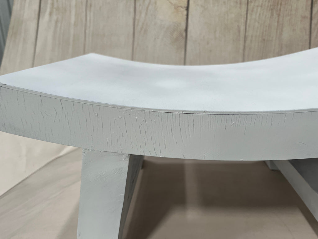 Curved Vintage Bench - Model 2 - White (AS IS ITEM #01)