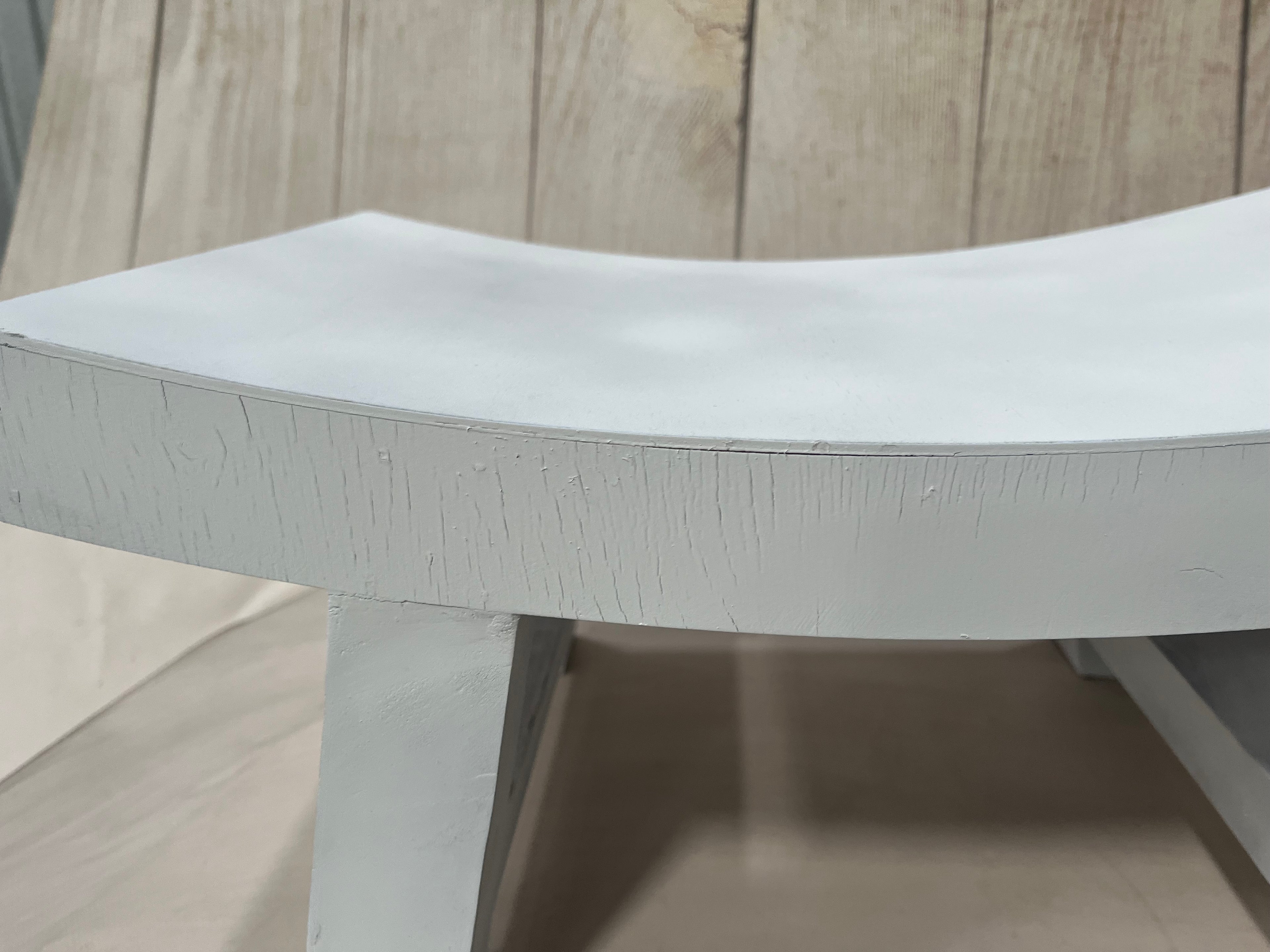 Curved Vintage Bench - Model 2 - White (AS IS ITEM #01)