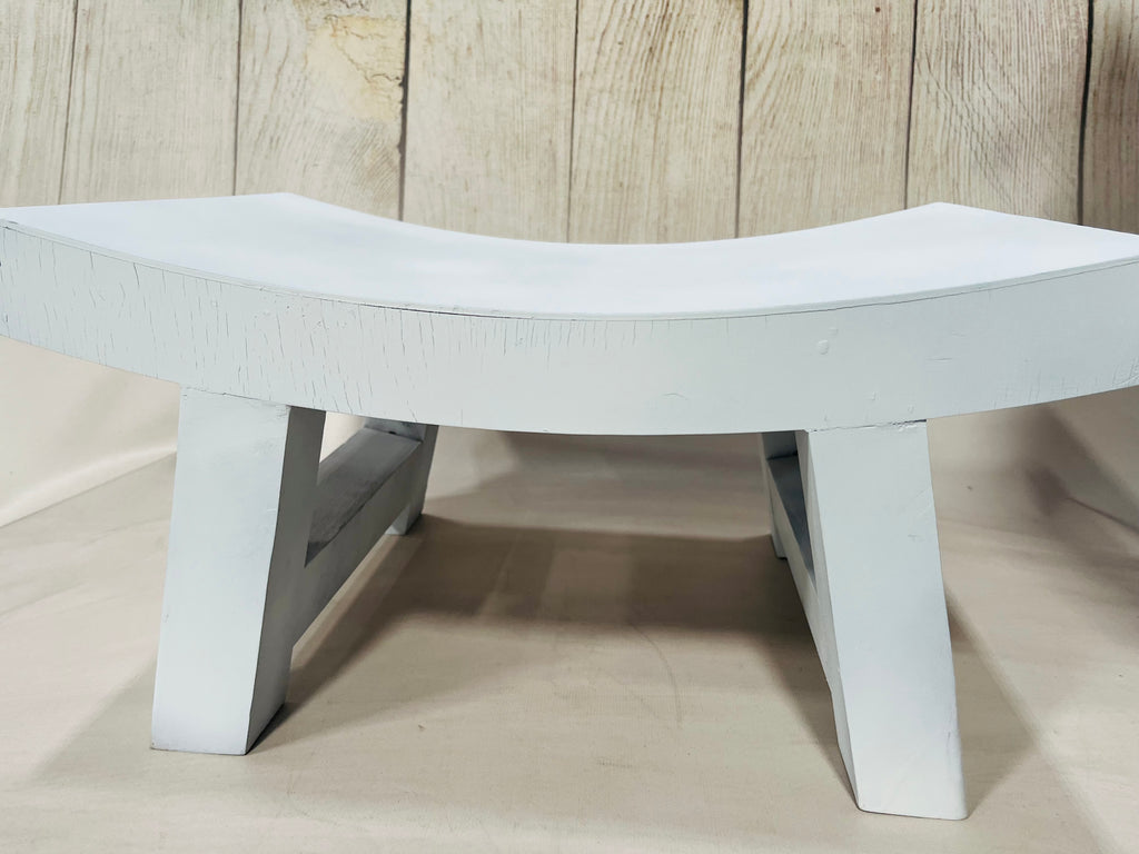 Curved Vintage Bench - Model 2 - White (AS IS ITEM #01)