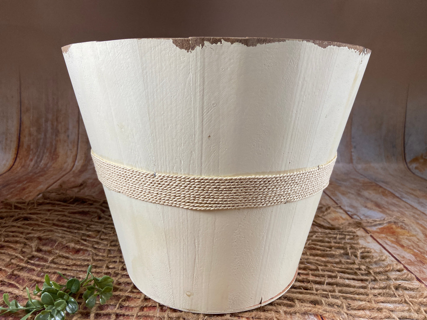 Rustic Bucket - 12in - Cream (AS IS ITEM #5)