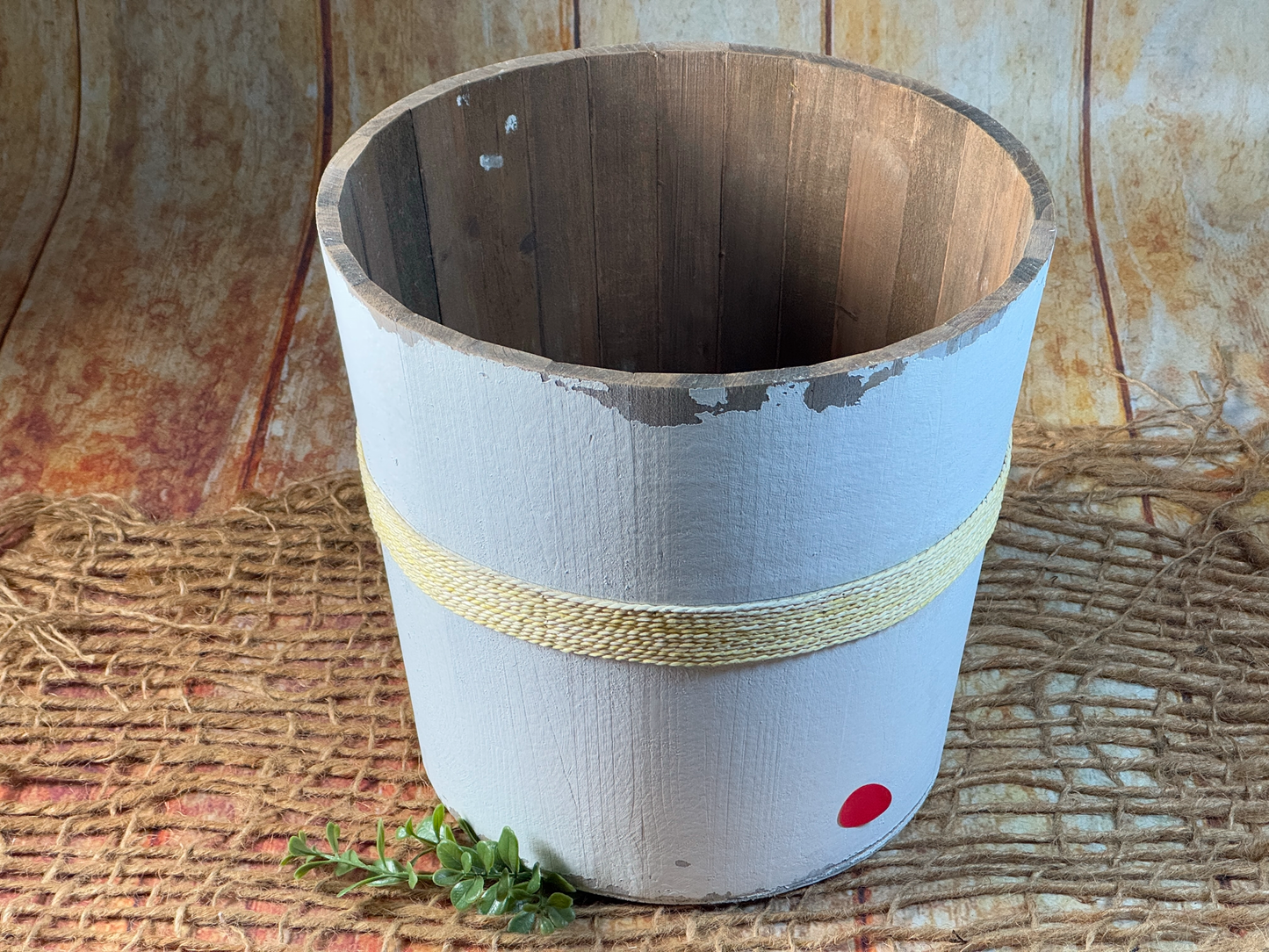 Rustic Bucket - 12in - White(AS IS ITEM #01)