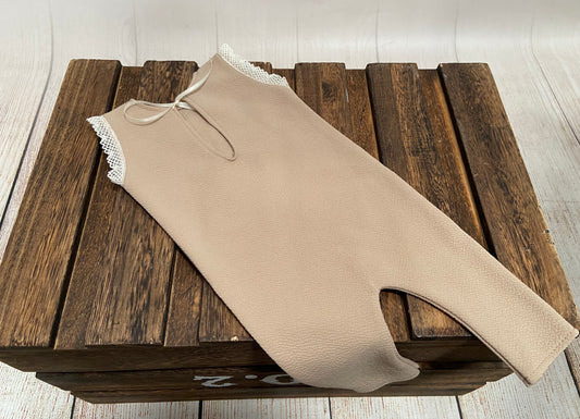 Jumpsuit with Lace - Textured - Khaki