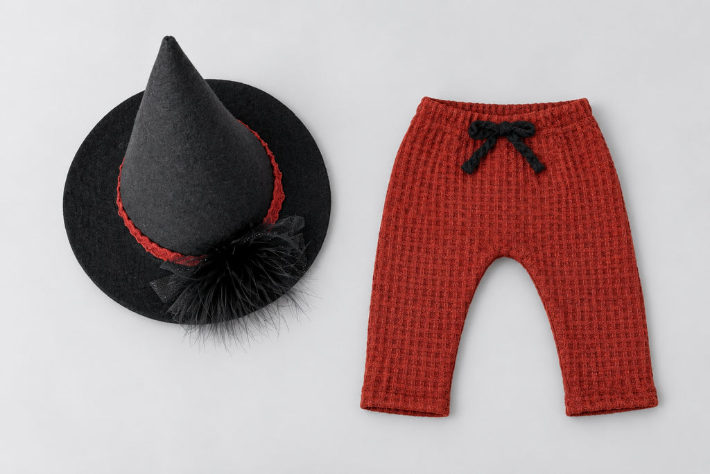 SET Baby Witch Hat and Pants - Rust