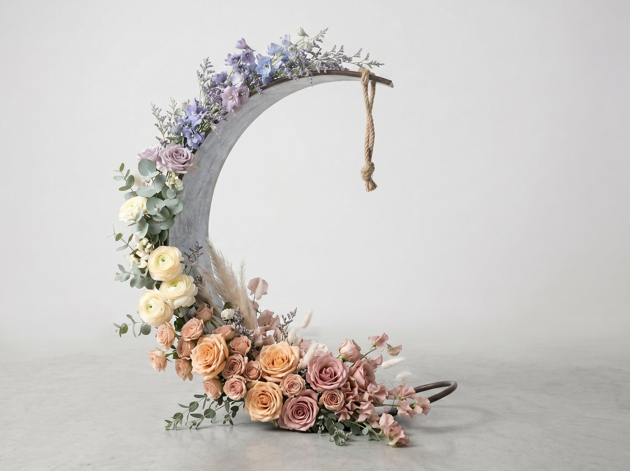 Decorative moon frame with flowers for DIY Project newborn photography