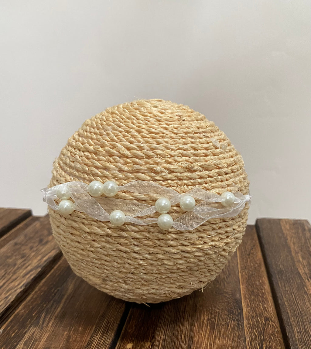 Beaded Ribbon Headband - White