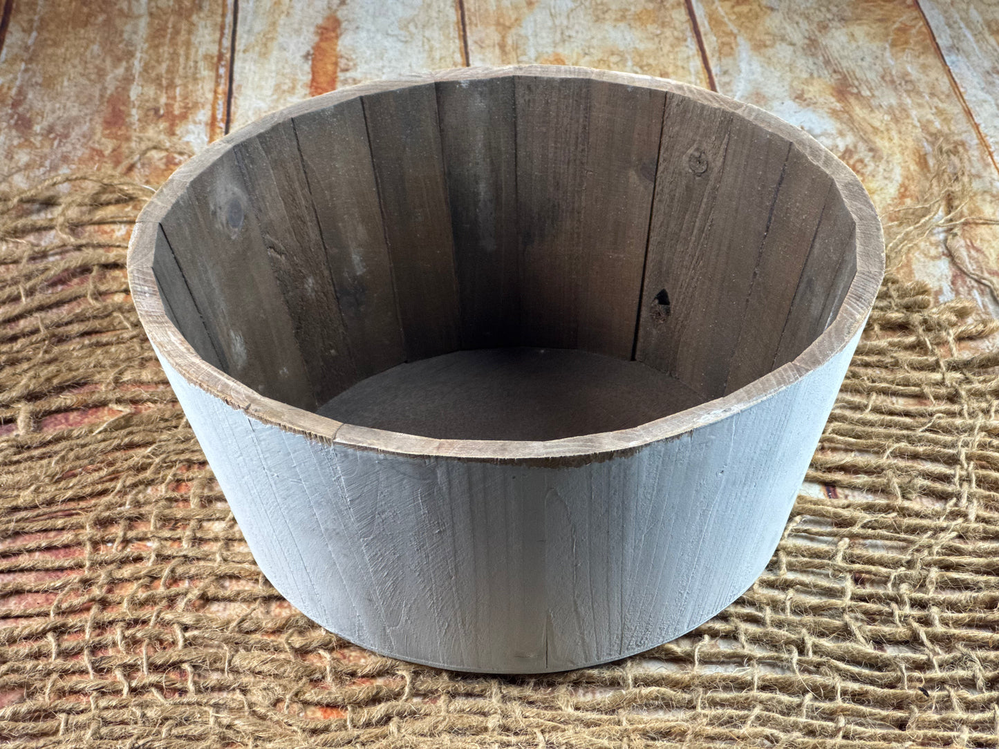 Rustic Bucket - 14in - Light Gray (As-Is Item 03)