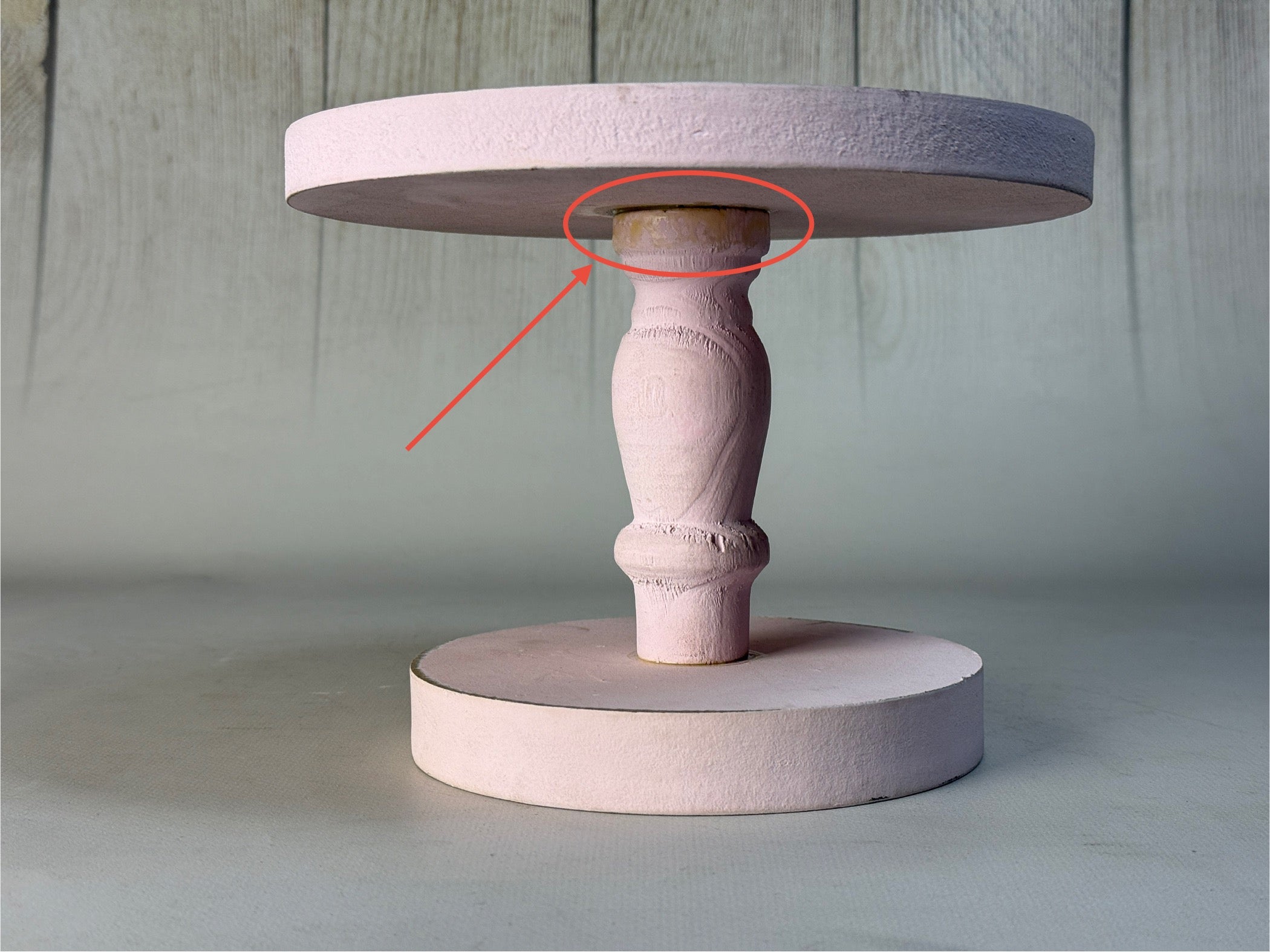 Rustic Cake Stand - 7in Tall - Pink (AS IS ITEM #01)