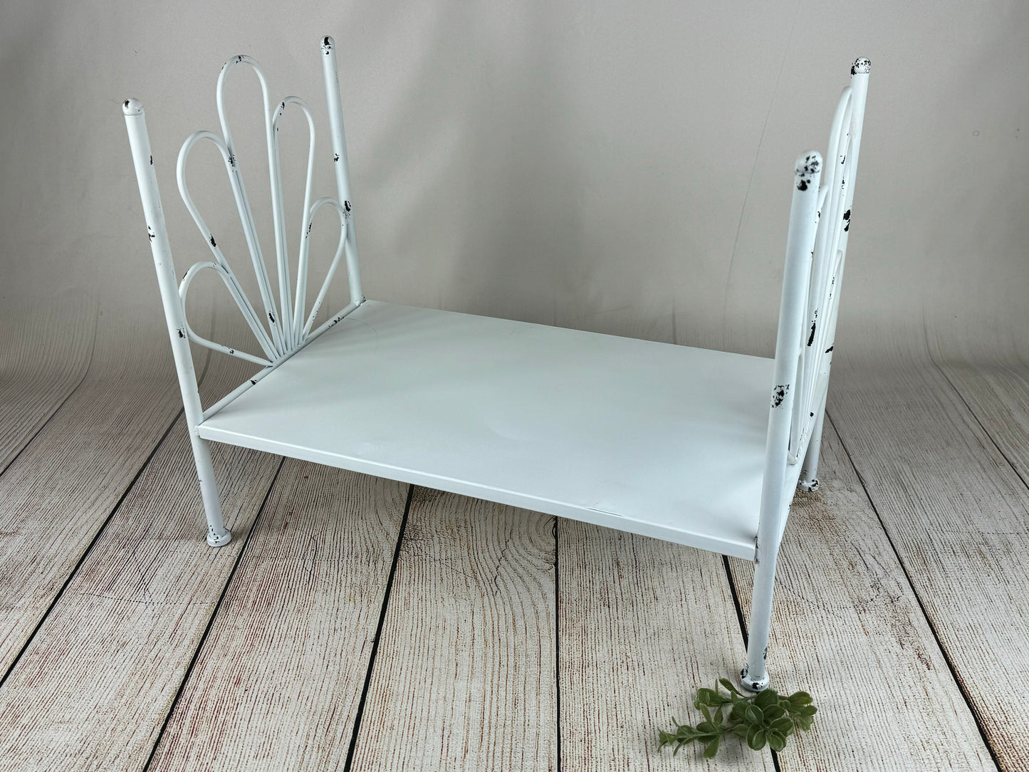 Vintage Bed - White Flower Style Headboard - Solid Base (AS IS ITEM #2)