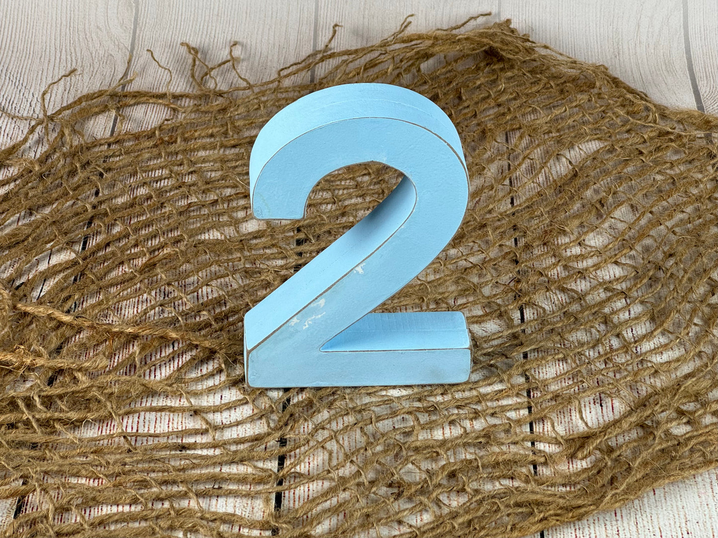 Wooden Two - Number - Blue (AS IS ITEM #3)