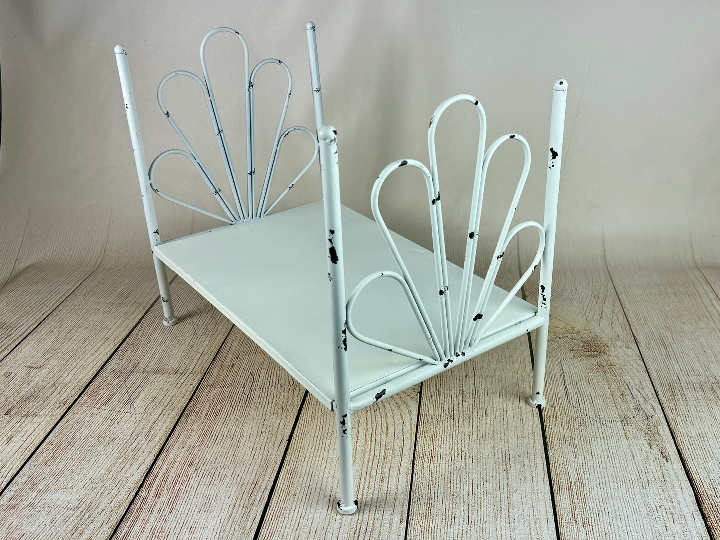 Vintage Bed - White Flower Style Headboard - Solid Base (AS IS ITEM #1)