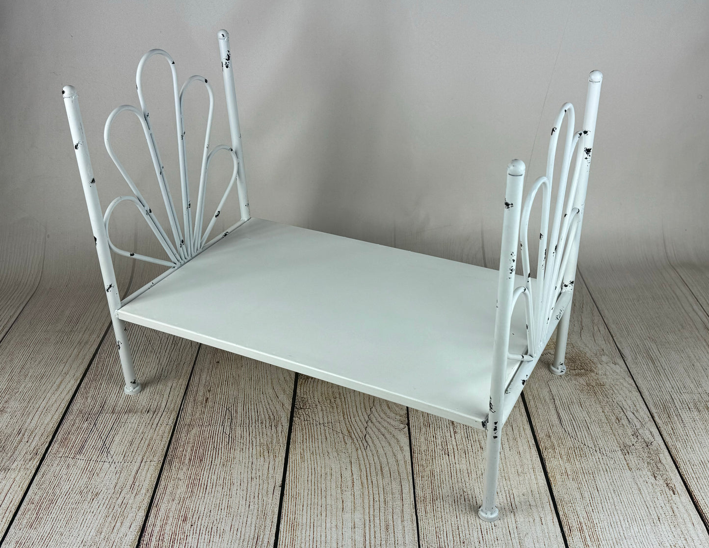 Vintage Bed - White Flower Style Headboard - Solid Base (AS IS ITEM #3)