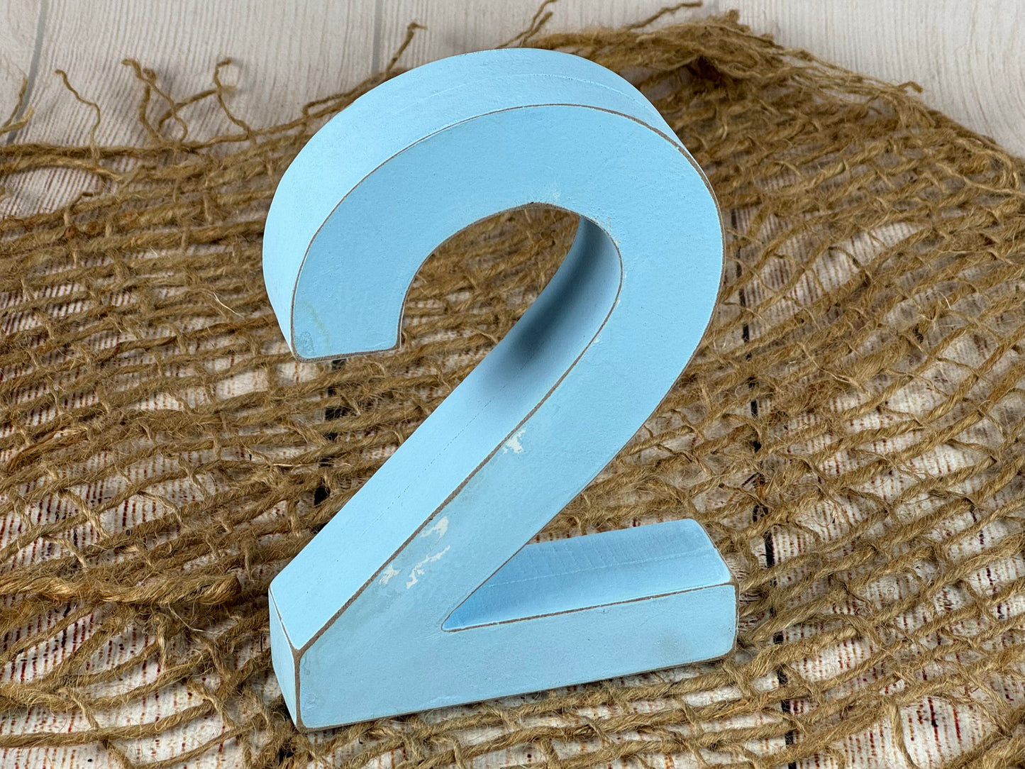 Wooden Two - Number - Blue (AS IS ITEM #3)