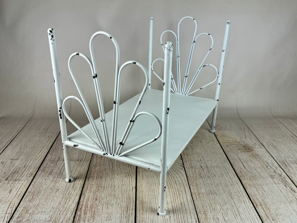 Vintage Bed - White Flower Style Headboard - Solid Base (AS IS ITEM #1)