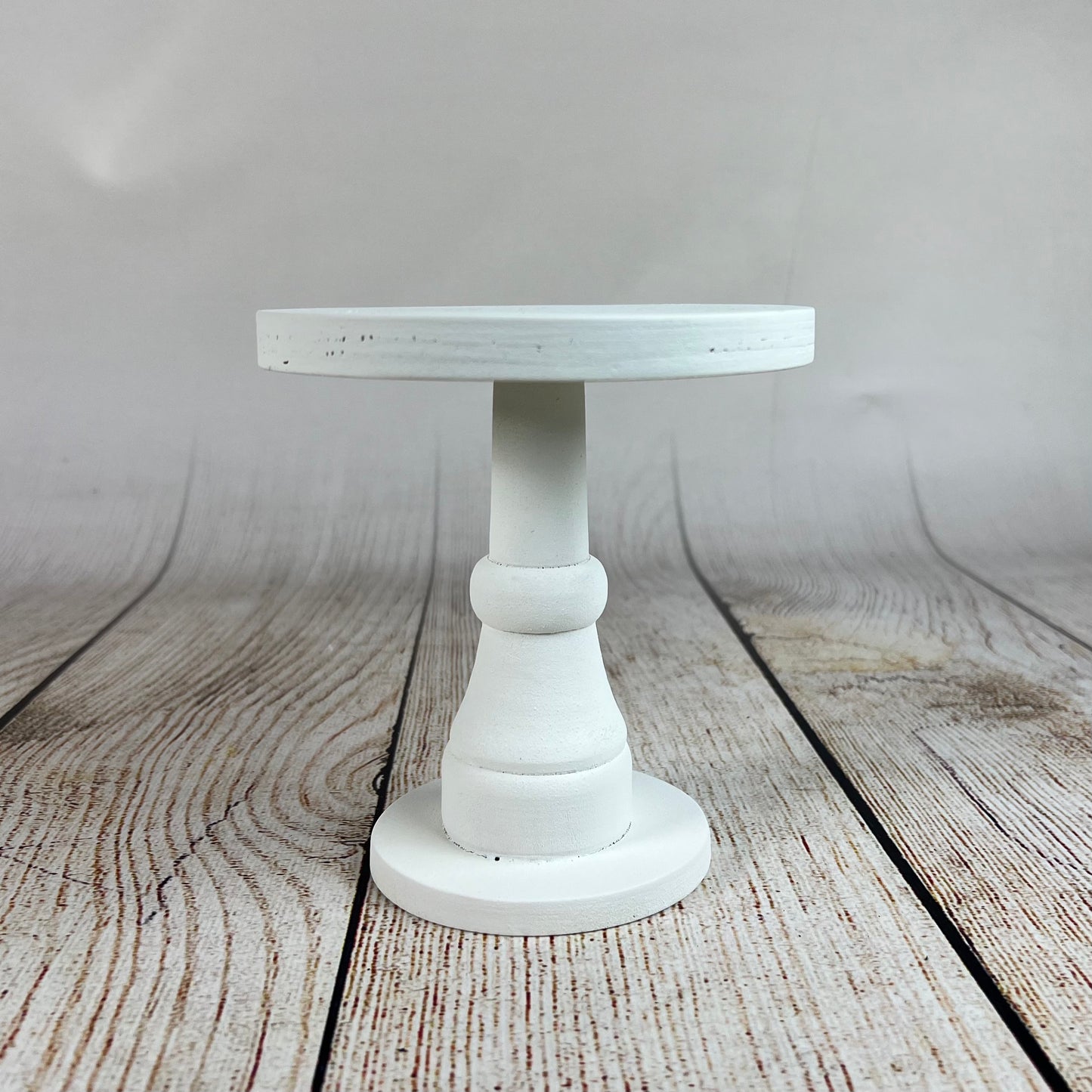 Rustic Cake Stand/Nightstand - 6.5in Tall - White