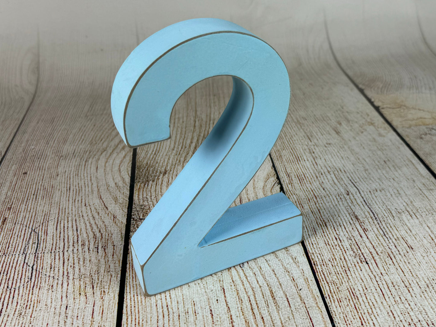 Wooden Two - Number - Blue (AS IS ITEM #1)