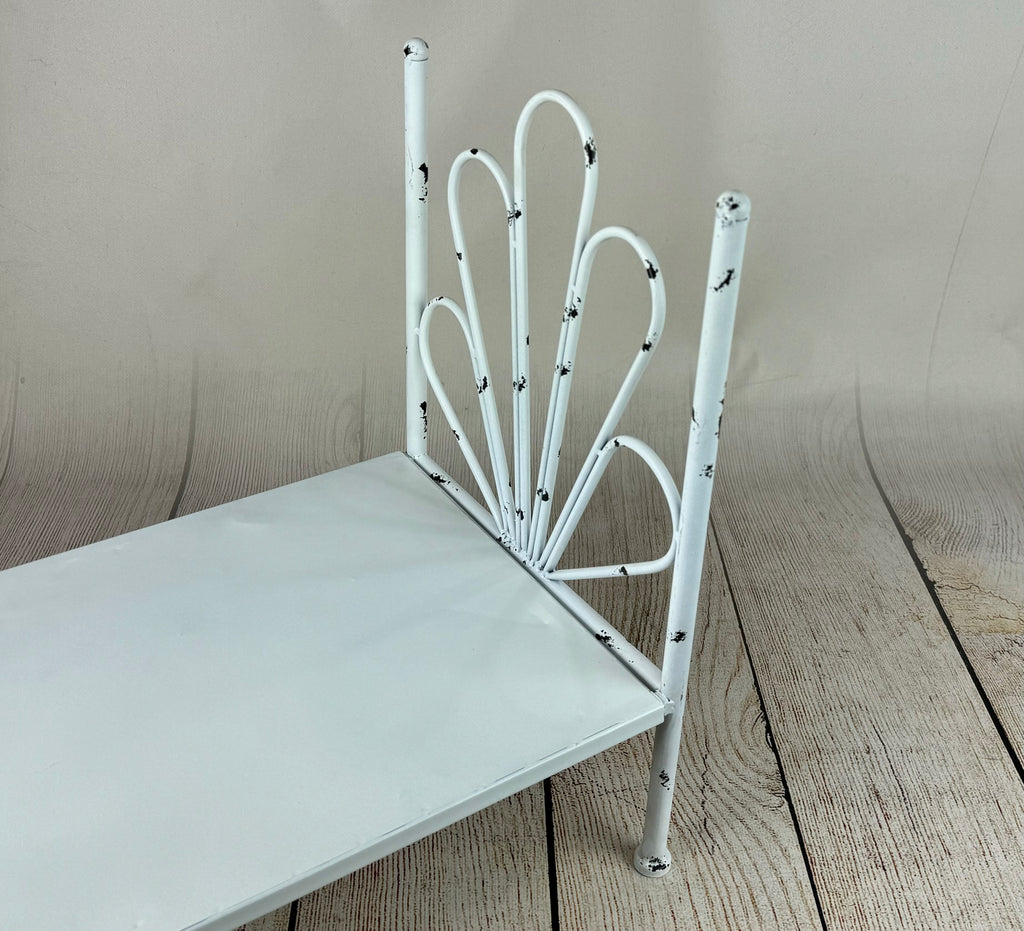 Vintage Bed - White Flower Style Headboard - Solid Base (AS IS ITEM #1)