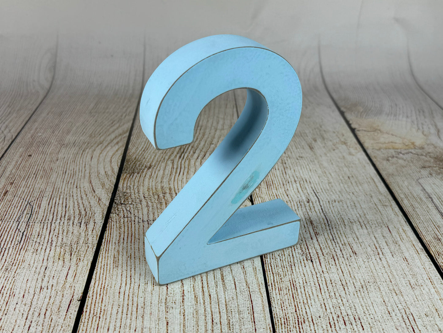 Wooden Two - Number - Blue (AS IS ITEM #2)