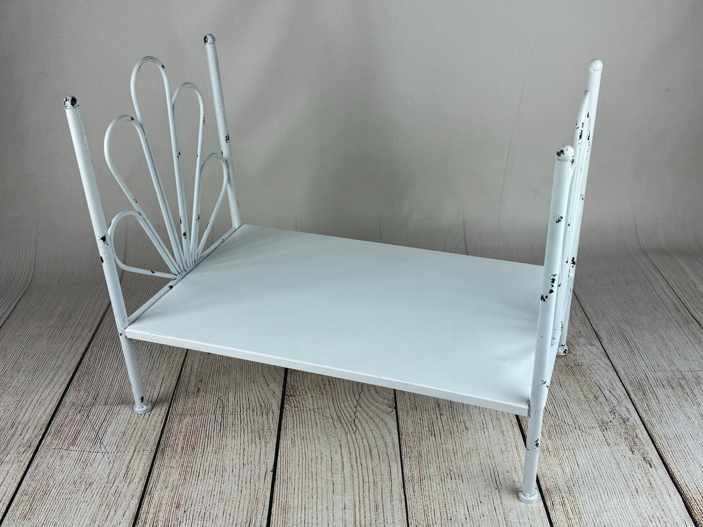 Vintage Bed - White Flower Style Headboard - Solid Base (AS IS ITEM #3)
