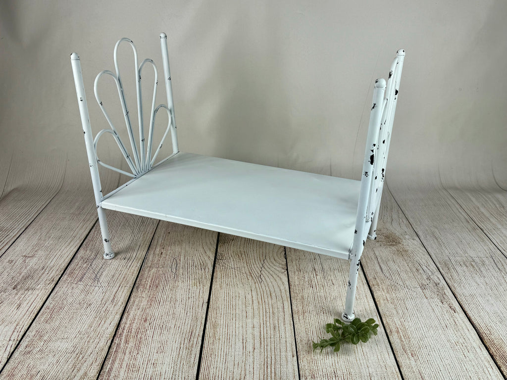 Vintage Bed - White Flower Style Headboard - Solid Base (AS IS ITEM #1)