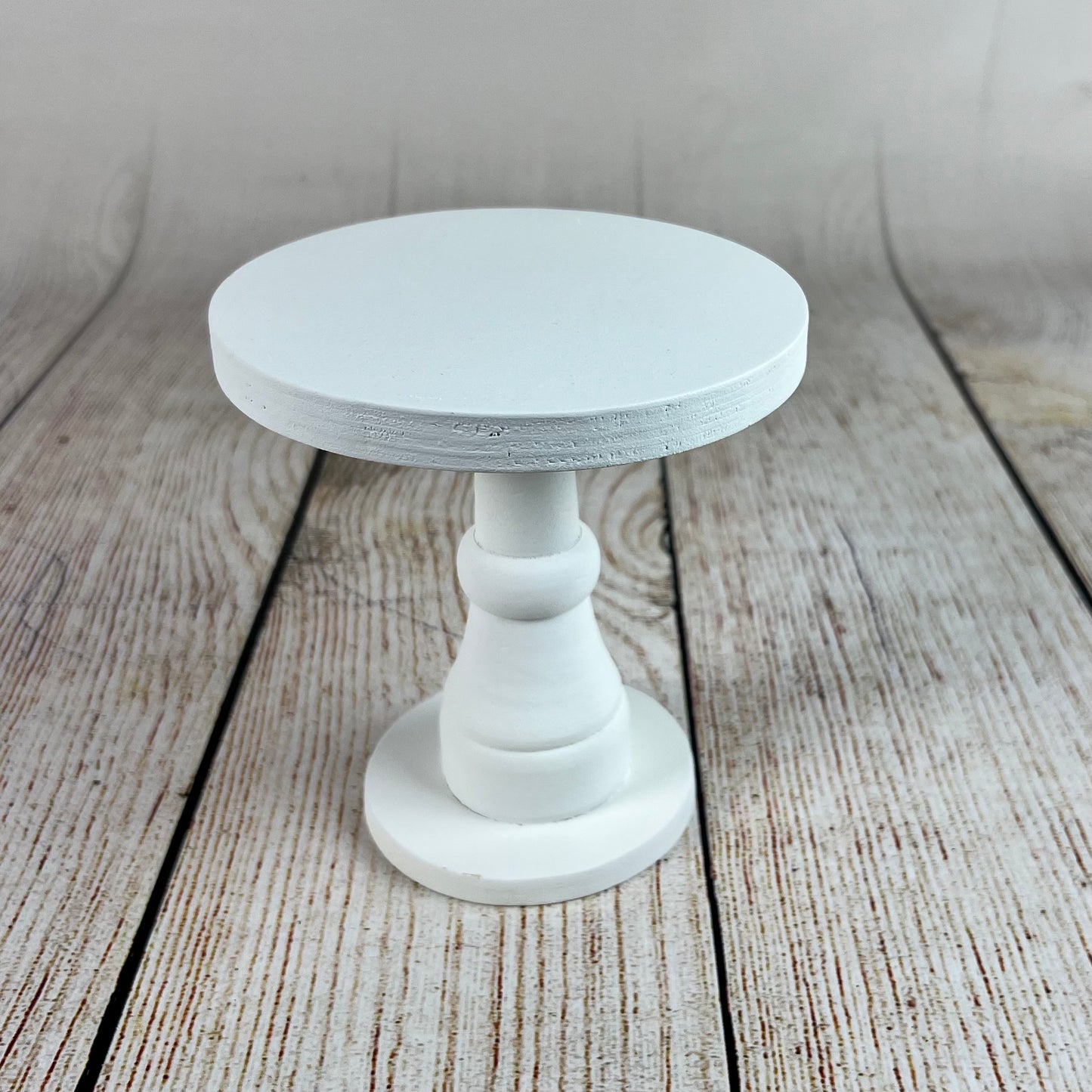 Rustic Cake Stand/Nightstand - 6.5in Tall - White
