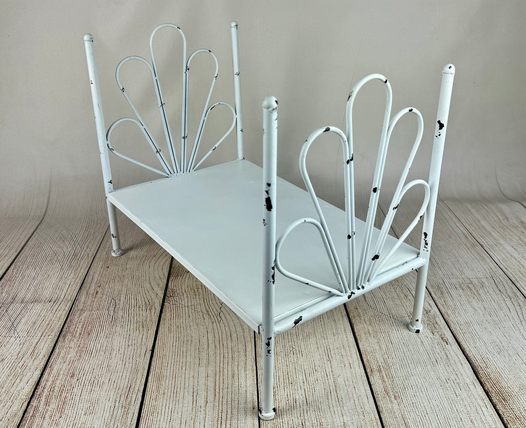 Vintage Bed - White Flower Style Headboard - Solid Base (AS IS ITEM #1)