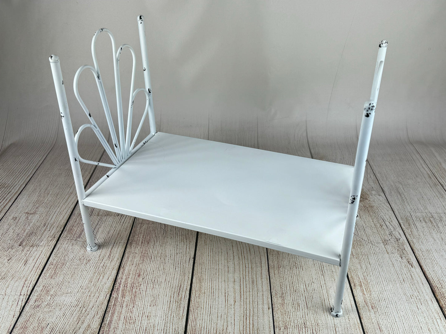 Vintage Bed - White Flower Style Headboard - Solid Base (AS IS ITEM #2)